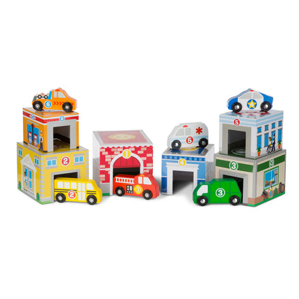 Melissa & Doug Nesting & Sorting Buildings & Vehicles MD13576