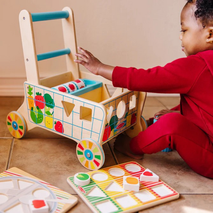 Melissa and Doug Wooden Shape Sorting Grocery Cart (MD30732)