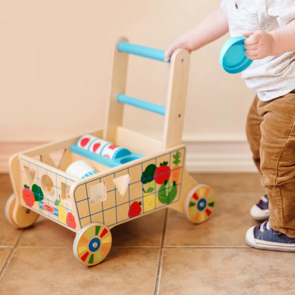 Melissa and Doug Wooden Shape Sorting Grocery Cart (MD30732)
