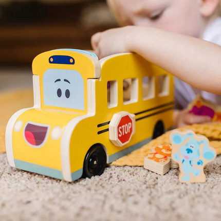 Melissa and Doug Blue's Clues & You! Wooden Pull-Back School Bus (MD33011)