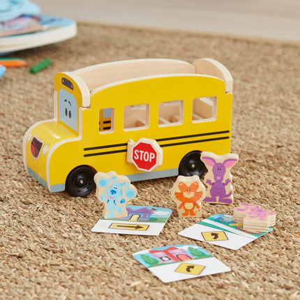Melissa and Doug Blue's Clues & You! Wooden Pull-Back School Bus (MD33011)