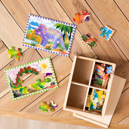 Melissa and Doug Wooden Jigsaw Puzzles in a Box - Dinosaurs MD3791