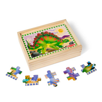 Melissa and Doug Wooden Jigsaw Puzzles in a Box - Dinosaurs MD3791