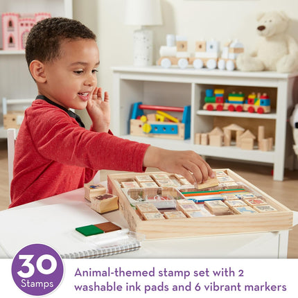 Melissa & Doug Deluxe Wooden Stamp Set - Animals