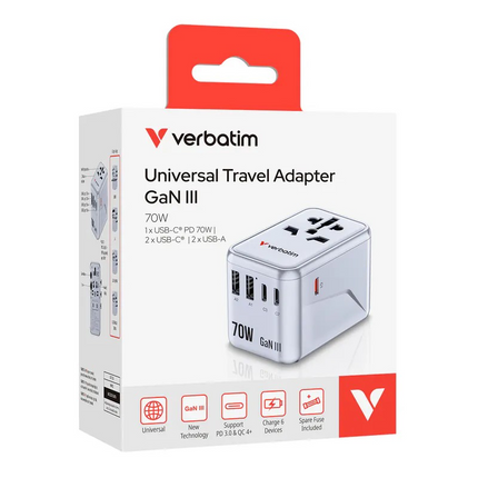 Verbatim GaN III 70W 通用旅行轉插 (UTA-09)