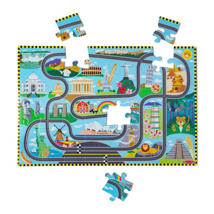 Melissa and Doug Race Around the World Tracks Floor Puzzle - 48 Pieces