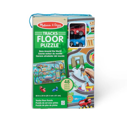 Melissa and Doug Race Around the World Tracks Floor Puzzle - 48 Pieces