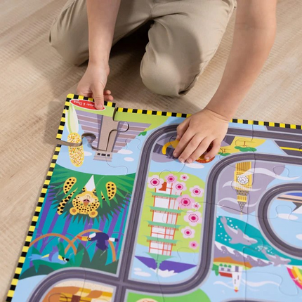 Melissa and Doug Race Around the World Tracks Floor Puzzle - 48 Pieces