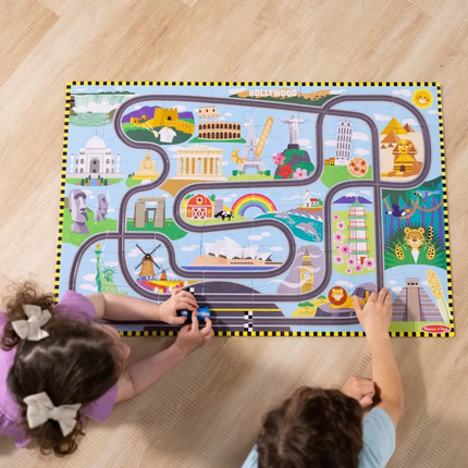 Melissa and Doug Race Around the World Tracks Floor Puzzle - 48 Pieces