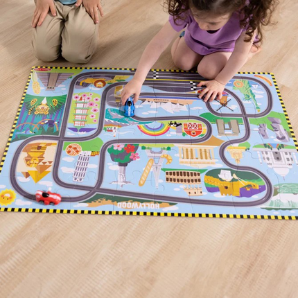 Melissa and Doug Race Around the World Tracks Floor Puzzle - 48 Pieces