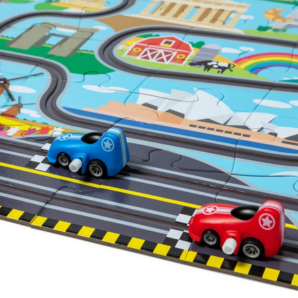 Melissa and Doug Race Around the World Tracks Floor Puzzle - 48 Pieces