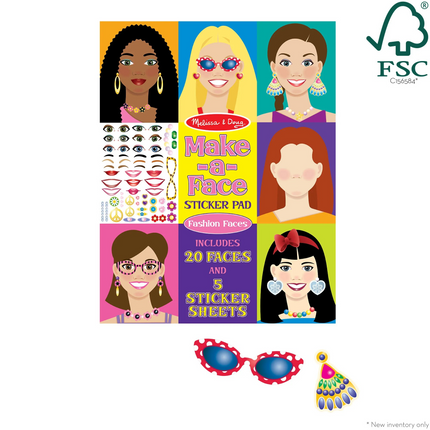 Melissa and Doug Make-a-Face Fashion faces Sticker Pad