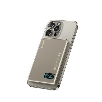 XPower MagDigita5 彩屏顯示鋁合金外殼 5000mAh PD3.0+QI2 磁吸移動電源