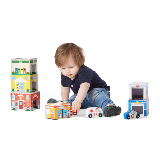 Melissa & Doug Nesting & Sorting Buildings & Vehicles MD13576