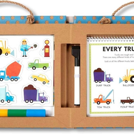 Melissa & Doug Natural Play: Draw, Create Reusable Drawing & Magnet Kit – Trucks