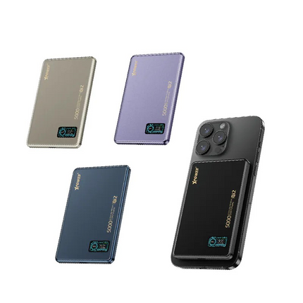 XPower MagDigita5 彩屏顯示鋁合金外殼 5000mAh PD3.0+QI2 磁吸移動電源