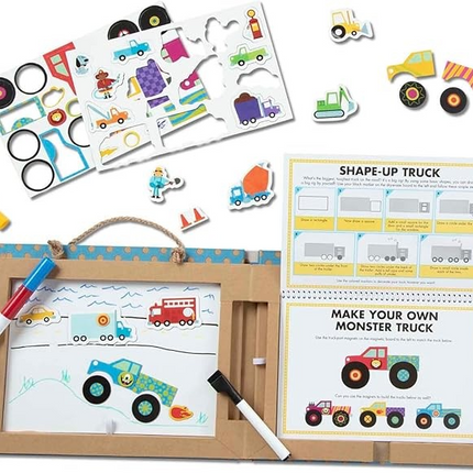 Melissa & Doug Natural Play: Draw, Create Reusable Drawing & Magnet Kit – Trucks