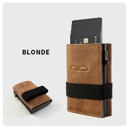 NIID - Slide Mini Wallet II‧環保純素皮革 RFID小銀包型卡片盒 棕色 - BUYFRIENDLY