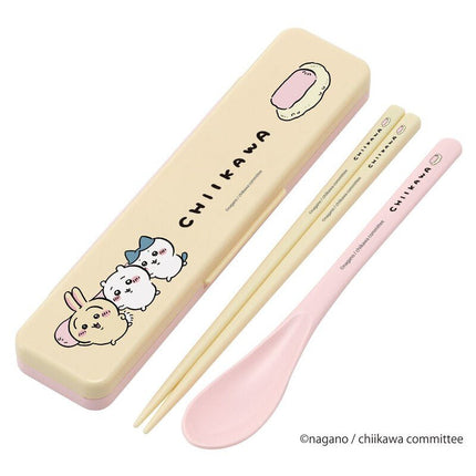 SKATER抗菌無咔噠聲組合套裝[筷子/勺子：18cm] CHIKAWA (CCS3SAAG-618550) - BUYFRIENDLY