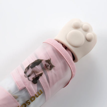 WPC Masayuki Oki 貓咪半透明塑料摺雨傘/短遮/縮骨遮 PT-OM004-002 Pink Size 50cm (WPC69-PT-OM004) - BUYFRIENDLY